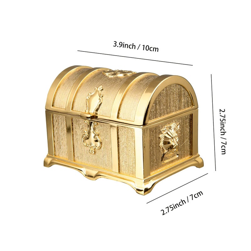 Feyarl 3.9inch Vintage Gold Treasure Box Jewelry Trinket Organizer Collection Keepsake Ring Earrings Decorative Box Stones Chest Case for Girl Women - Image 2